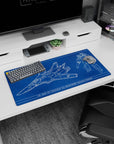 32x16 inches Macross mouse pad showing U.N. Spacy VF-1 Valkyrie in Fighter left, Battroid right.
