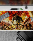 40x20 inches mouse pad showcasing Eren Yeager, Levi, Mikasa, and Titans in a fiery warzone for intense action and power.