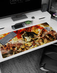 Large 40x20 inches mouse pad featuring Eren Yeager, Levi, Mikasa, and the Beast and Armored Titans in a chaotic warzone.
