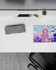 Pastel lavender and cotton-candy blue anime mouse pad 14x10 inches, calm cute vibe for desk setups.