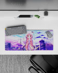 28x12 inches pastel kawaii mouse pad in lavender and cotton-candy blue, calm vibe with playful dots.