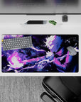 32x16 inches mouse pad showcasing Satoru Gojo wielding violet energy, embodying his limitless power and dramatic presence in Jujutsu Kaisen.