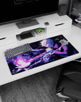 Modern 32x16 inches mouse pad with Satoru Gojo in action, using violet energy to radiate power and style from Jujutsu Kaisen.