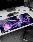 Large 40x20 inches desk pad with Satoru Gojo wielding violet energy, capturing his unstoppable power and style from Jujutsu Kaisen.