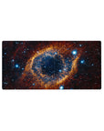 Cosmic eye galaxy swirl desk mouse pad, star-speckled space design, 32x16 inches.