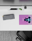 Pink and violet 14x10 inches anime mouse pad with mint neon accents, calm late-night Tokyo vibe.