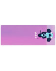 32x12 inches anime mouse pad with ナイト text and abstract girl silhouette in a synthwave sky.