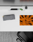 Orange and black anime mouse pad 14x10 inches with intense, gritty manga vibe for late-night gaming sessions.