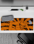 32x12 inches Naruto mouse pad in fiery orange and inky black, fierce chaotic vibe for gamers.