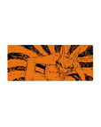 28x12 inches anime mouse pad with Kurama Nine-Tails manga-style line art lunging across the desk.