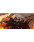 Jeanne d'Arc Alter mouse pad 36x16 with swirling flames for immersive anime-inspired decor and setups