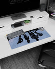 Moody reflections 28x12 mouse pad featuring striking silhouettes of the Cowboy Bebop crew in rain-soaked water for a cinematic and emotional desk atmosphere