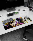 Small but impactful 32x12 desk mat showcases Golden Requiem's vibrancy with dynamic JoJo's Bizarre Adventure art