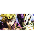 Golden Requiem desk mat 36x16 with Giorno and Gold Experience Requiem for immersive anime-inspired decor