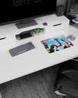 Rimuru Tempest grinning with hand raised on a 14x10 inches classic anime mouse pad, Shion and Shuna close.