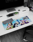 32x12 inches anime mouse pad featuring Rimuru Tempest grinning with Shion and Shuna crowding in close.