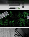 40x20 inches anime mouse pad in neon electric green on black, sleek midnight hangar bay vibe.