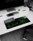Mobile Suit-style Gundam-like mech schematic anime mouse pad, 28x12 inches, parts floating in order.