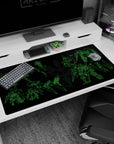 40x20 inches anime desk pad showing a Mobile Suit Gundam-style mech schematic, parts floating in order.
