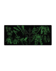 Neon blueprint mecha anime mouse pad, 28x12 inches, with wings, cannons, and armor plate layout.