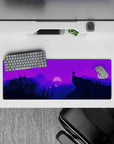 32x12 inches mouse pad featuring moonlit mountains in purple tones for a peaceful, artistic look in your desk setup.