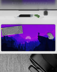 32x16 inches mouse pad with moonlit mountains, showcasing purple tones for a calming, artistic and functional design.