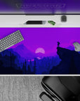 40x20 inches mouse pad with moonlit mountains in purple tones, offering a calming, vibrant look perfect for work or gaming.