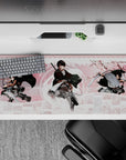 36x16 inches mouse pad with Levi Ackerman in action, blending sakura beauty with battlefield power for a graceful and powerful look.