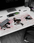 Large 40x20 inches mouse pad with Levi Ackerman, blending sakura beauty with the deadly power of the battlefield for a stunning design.