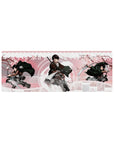 Compact 32x12 inches mouse pad featuring Levi Ackerman, sakura beauty, and battlefield power for a tribute to his deadly grace.
