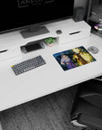 Naruto Uzumaki chakra aura facing Sasuke Uchiha on a 14x10 inches classic anime mouse pad with orbs.