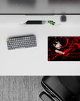 Small-sized 14x10 mouse pad with Akame theme adds bold, visually dynamic energy to any desk or workspace