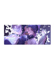 Anime mouse pad 28x12 inches featuring Shinobu from Demon Slayer with lilac tones, butterflies, and her signature katana.
