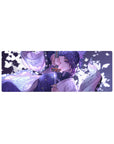 Anime mouse pad 32x12 inches featuring Shinobu from Demon Slayer with lilac hues and butterfly-wing haori in moonlight.