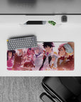 28x12 inches anime mouse pad in warm sunset pink and peach tones, smooth and comforting late-night vibe.