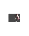 Classic anime girl mouse pad 14x10 inches with pink-haired fighter in black outfit, thigh highs, baton.