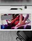 32x16 inches anime mouse pad with crimson, purple, and inky blue storm-spark vibes for a bold desk setup.