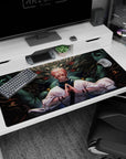 Terrifying Sukuna design on 40x20 Jujutsu Kaisen desk pad perfect for adding bold character to your workspace