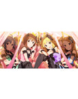 Anime girl desk pad 36x16 inches with lace-and-ribbon idols, concert-style layout, smooth mouse tracking.