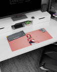 28x12 inches Miia from Monster Musume mouse pad, smiling lamia with curled tail on a cute heart backdrop.