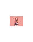 Classic anime girl mouse pad 14x10 inches with Miia lamia art, floating hearts, smooth gaming surface.