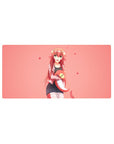 Anime girl mouse pad 32x16 inches with Miia, floating hearts, and a cute pink desk mat design.