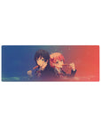 32x12 inches anime girl mouse pad with two schoolgirls sharing dango on a sparkly festival backdrop.