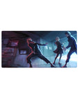 Mouse pad featuring Yuji, Nobara, and Megumi, 32x16 inches, battling a cursed spirit in a dark, suspenseful scene from Jujutsu Kaisen.