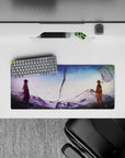 28x12 inches anime mouse pad in soft lavender-to-icy blue tones with calm, stormy ash-like flecks.