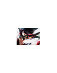 Classic anime girl mouse pad 14x10 inches with sprinting heroine, motion lines, and brushy white backdrop.