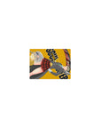 Classic anime mouse pad 14x10 inches with Maka and Soul on a bold mustard backdrop and chunky logo shapes.
