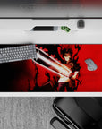 Striking 36x16 mouse pad highlights Asta’s iconic sword, radiant crimson energy, and intricate details in stunning artistic precision