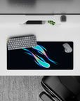 Compact 28x12 desk mat highlights fluid motion and radiant hues for immersive tranquil vibes
