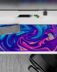 36x16 inches desk pad featuring a bold and colorful abstract liquid design, adding dynamic energy to your workspace.